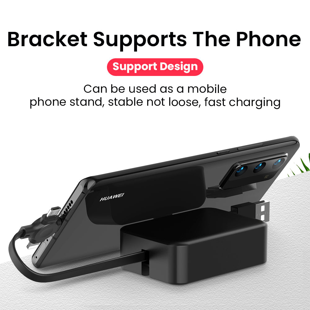 4-in-1 Retractable USB Cable with Phone Stand - Macaron Colours