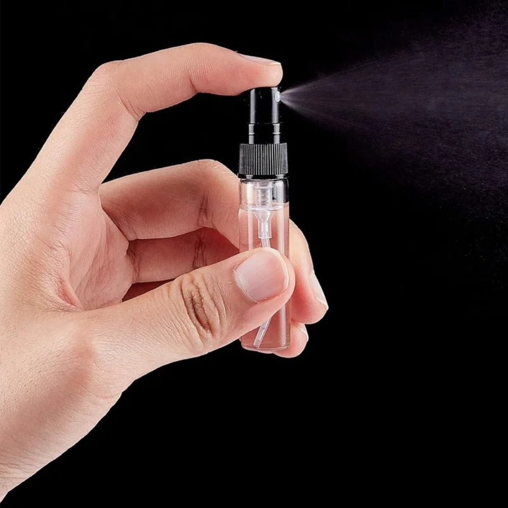 Mini Glass Spray Bottles 5ml 50 Pack Fine Mist Atomizer Refillable Black UV Glass Travel Perfume Bottles for Perfume Cologne 