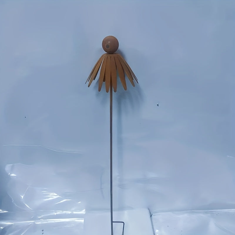 Rustic Iron Coneflower Garden Stake with 78 cm Stem, 13 cm Bloom and Ground Insert for Pots and Borders — image 1