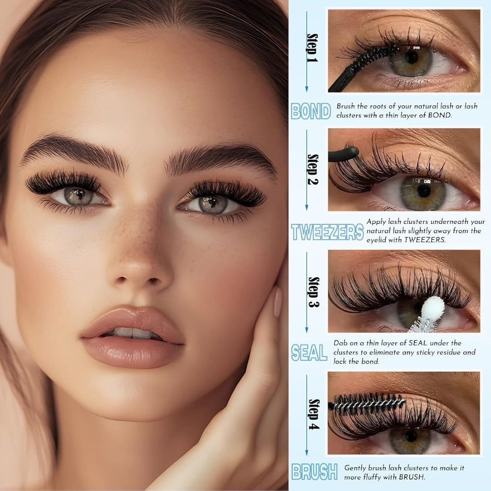 Complete 720-Piece Handmade Cluster Lash Kit with Glue & Tweezers, 30D to 100D, 6 Styles & Lengths — image 10