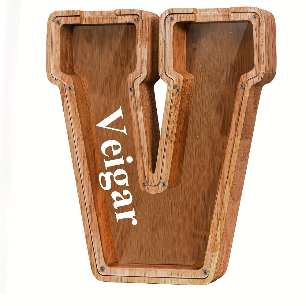 Personalized Wooden Piggy Bank for Kids – A-Z Alphabet Letter Initial Coin & Bill Savings Bank for Boys & Girls — image 34