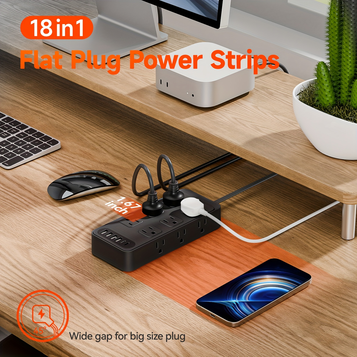 Charging Station 18-in-1 Power Strip Surge Protector 12 AC Outlets 6 USB Ports 4 USB-A 2 USB-C for an Everyday Personal Care 