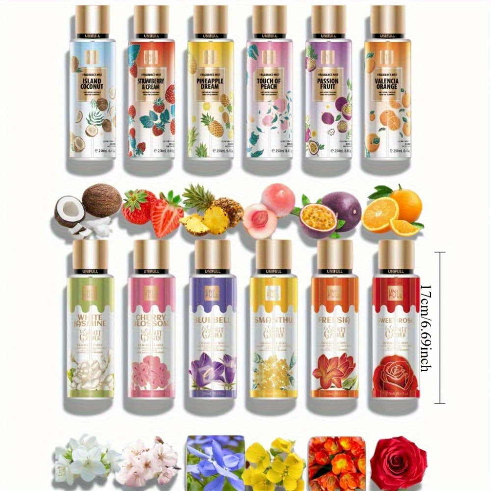UNIFULL Fragrance Body Mist, 250ml Spray Bottle with Gold-Tone Cap in Twelve Floral and Fruit Scents — image 2
