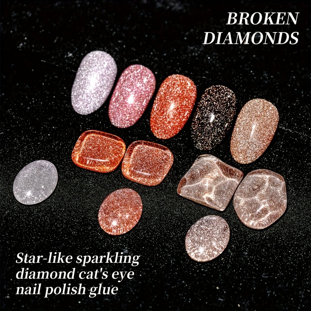 Gel Nail Polish 5-Color Pastel Diamond Glitter Set in Frame Bottles, Shades 140-144, with UV/LED Soak-Off Cure — image 6
