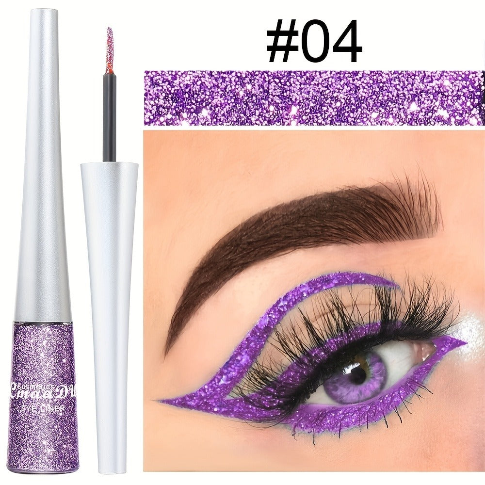 Glitter Liquid Eyeliner Set 16 Colors Waterproof Shimmer Metallic Eye Liner Pen Kit – Long-Lasting Smudge-Proof Sparkle Eye M