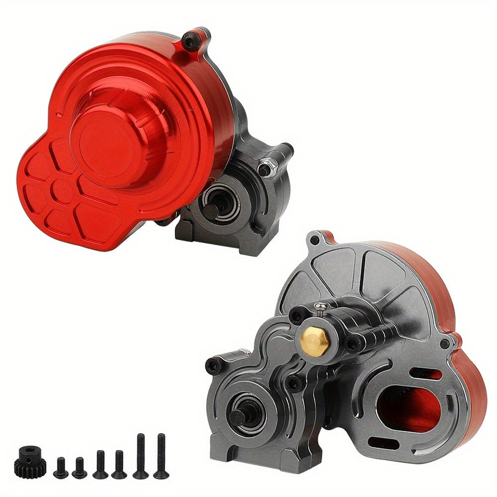 Metal Gearbox with Motor Gears for 1/10 RC Crawler Truck – LCG Transmission Upgrade for Axial SCX10 WRAITH 313mm Wheelbase — 