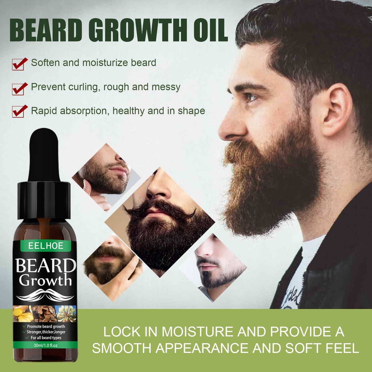 Beard Oil, Nourishing Moisturizing Spray Facial Hair Treatment Promotes Facial Growth And Thickening Liquid
