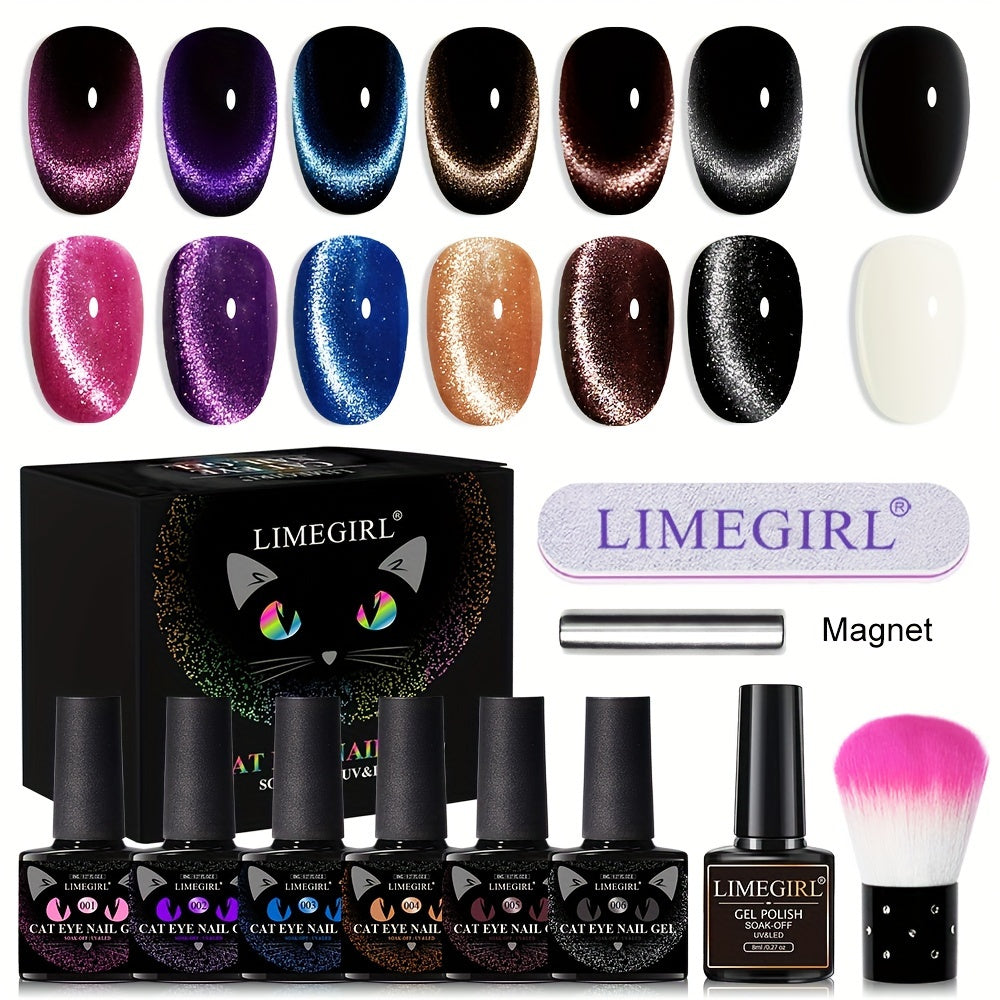 Cat Eye Gel Polish 8ml Holographic Chameleon Flash – Magnetic Sand 3D Color-Shifting Semi-Permanent UV LED Gel Varnish for Sa