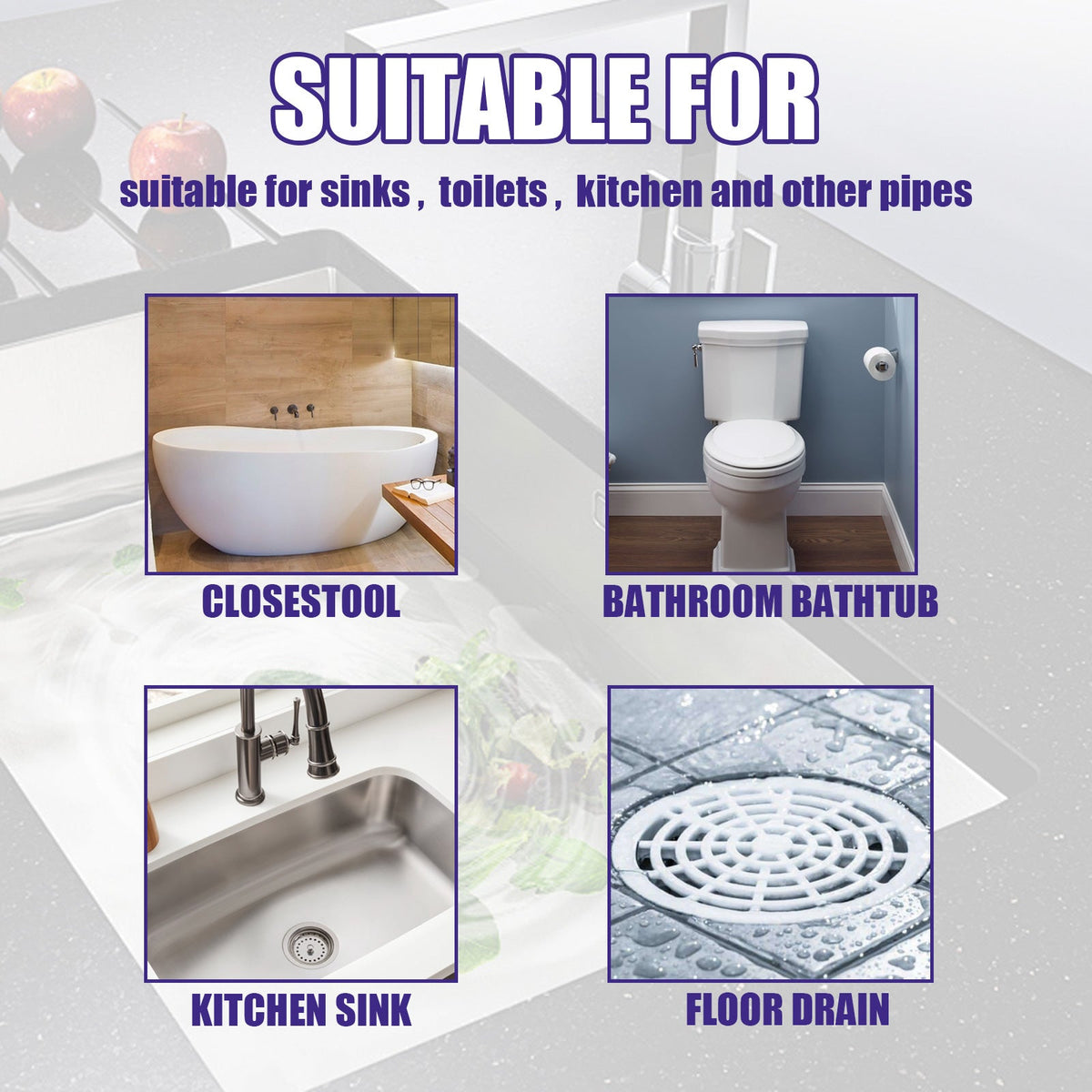 JAKEHOE Pipe Dredge Powder, Household Kitchen And Bathroom Drain Water Clogging Dredging Deodorizing Pipe Cleaning Powder
