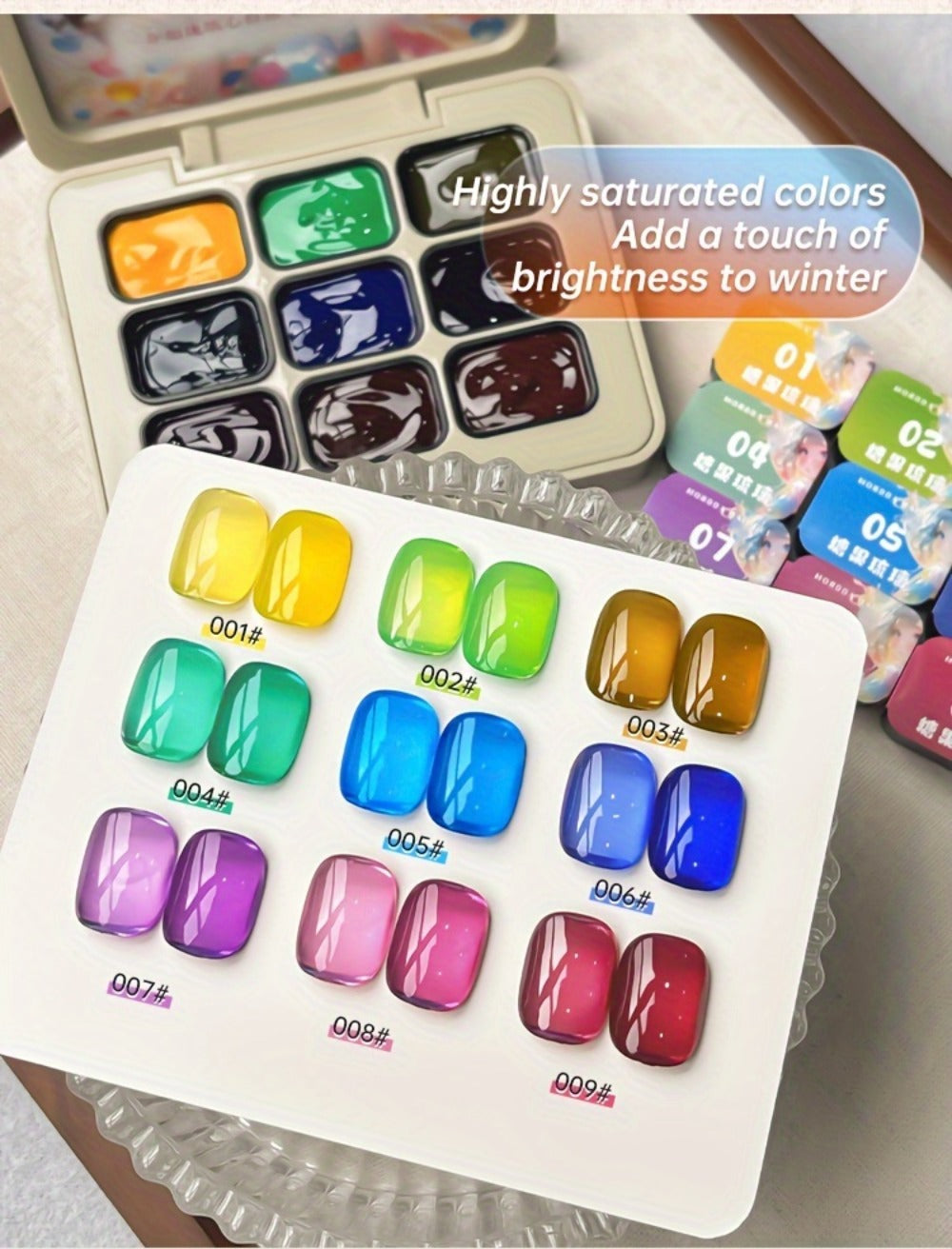 Gel Nail Polish 9-Color Candy-Glass Set with Translucent Gradient Finish and Fall-Winter Shade Palette for Nail Art — image 1