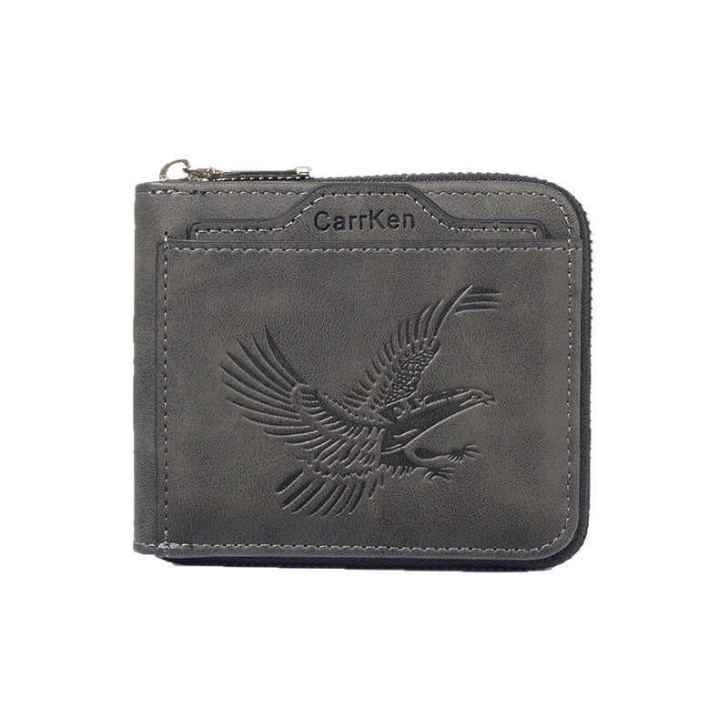 Short Retro Embossed New Horizontal Men's Wallet