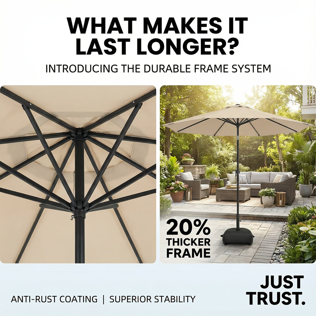 Patio Umbrella 9FT Market Table Style with Dual Vents, Tilt, Crank and Eight Color Options — image 3