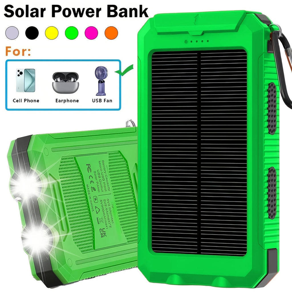 Solar Power Bank, 12800mAh Dual-USB 5V Charger with LED Flashlight and Single-Color or Three-Piece Set Options — image 1