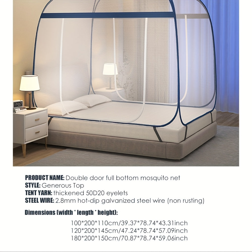 Mosquito Net Canopy Bed, Yurt Style 360° Full Coverage, Stainless Steel Frame, Easy Open Design for Bedroom — image 4
