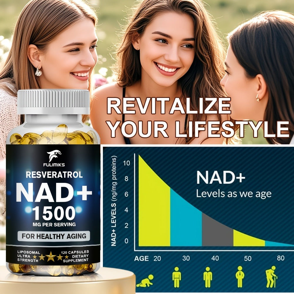 Dietary Supplement NAD+ Formula with Nicotinamide Riboside and Resveratrol Capsules, 120 Count — image 9
