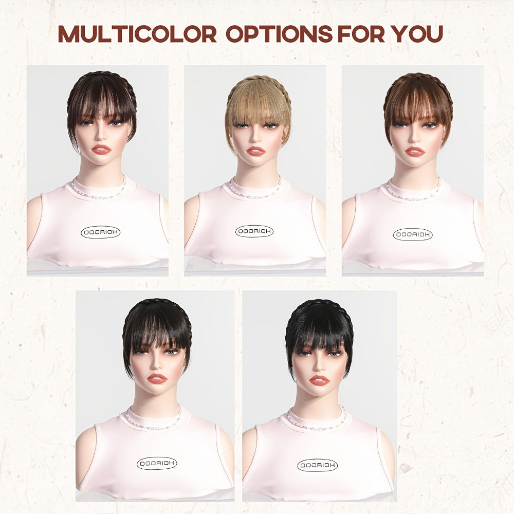 Hair Extensions Synthetic Braided Headband with 4-Inch Bangs, 55g Weight and Four Color Options — image 11