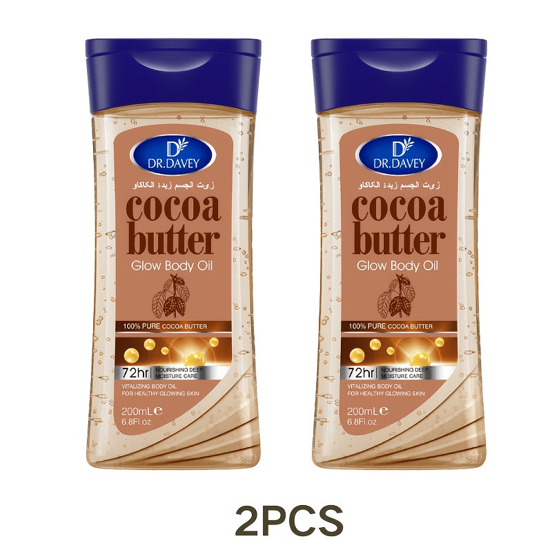 Cocoa Butter Body Oil, Two-Piece Set of 200ml Flip-Top Bottles with Coordinated Brown Labels — image 13