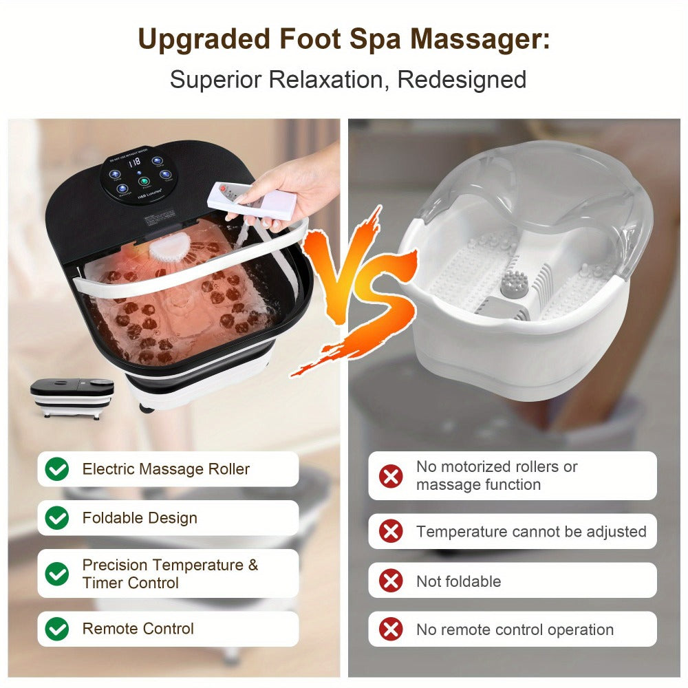 Foldable Foot Spa Bath with 20 Massage Rollers, Touchscreen Temperature Display, Remote Control & Shower — image 3