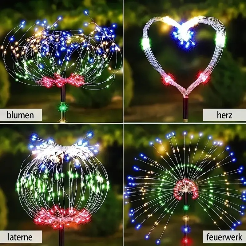 Solar Garden Lights 4-Pack Firework Stakes with 8 Modes in Warm White or Multicolor and Hanging Option — image 7