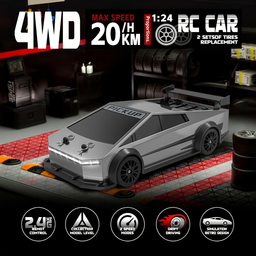 Remote Control Car, DeLorean-Style 1:24 4WD Drift Model with LED Lights, Racing Tires and Two Color Options — image 6