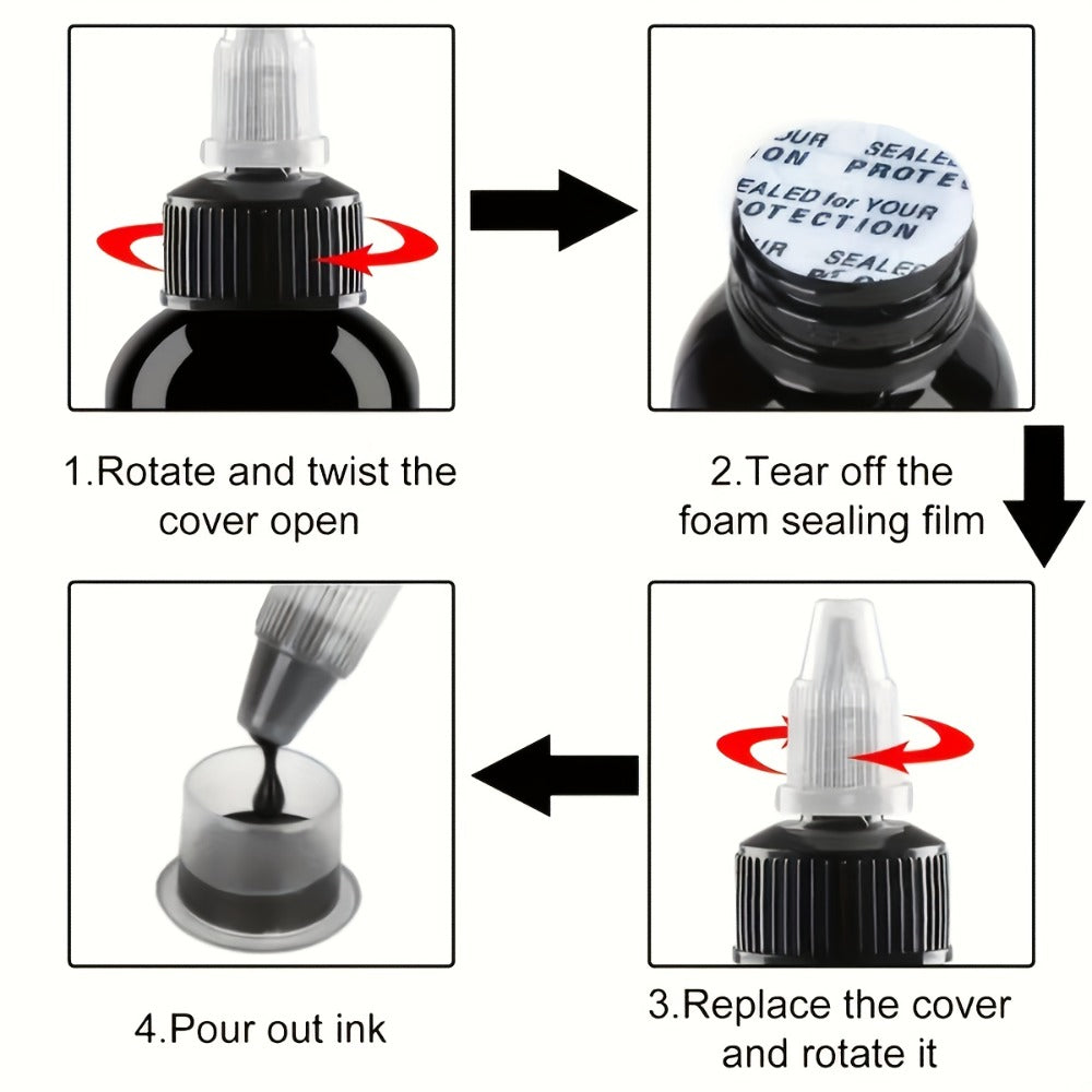 Tattoo Ink 14-Color Set with 1oz 30ml Bottles and One Full Palette Configuration with Item-Specific Color, Capacity and Bottl
