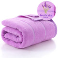 Lavender Embroidered Striped Bath Towel - Soft & Absorbent