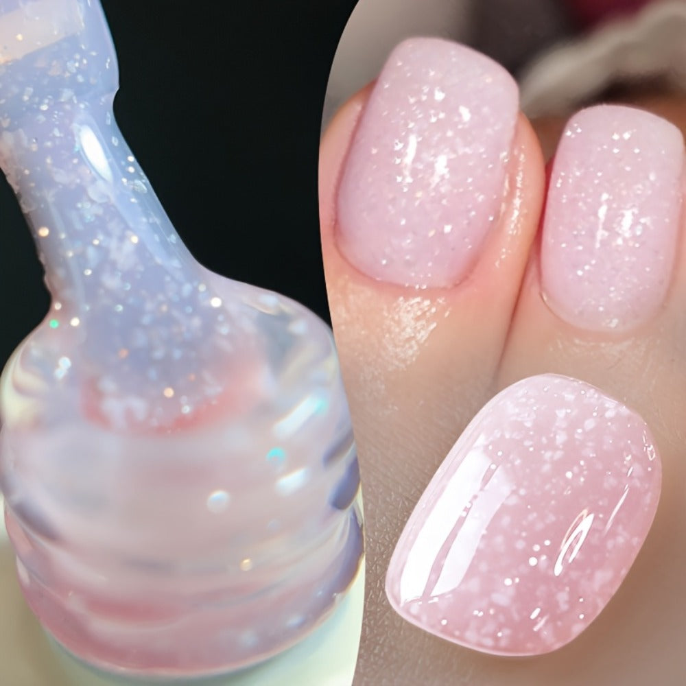 Gel Nail Polish BORN PRETTY 2-Piece Snow-Jelly Shimmer Set in Nude Pink and White Glitter with UV/LED Soak-Off Cure — image 6