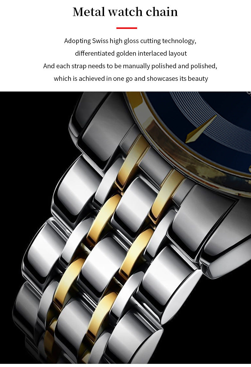Men's Business Waterproof Stainless Steel Calendar Watch