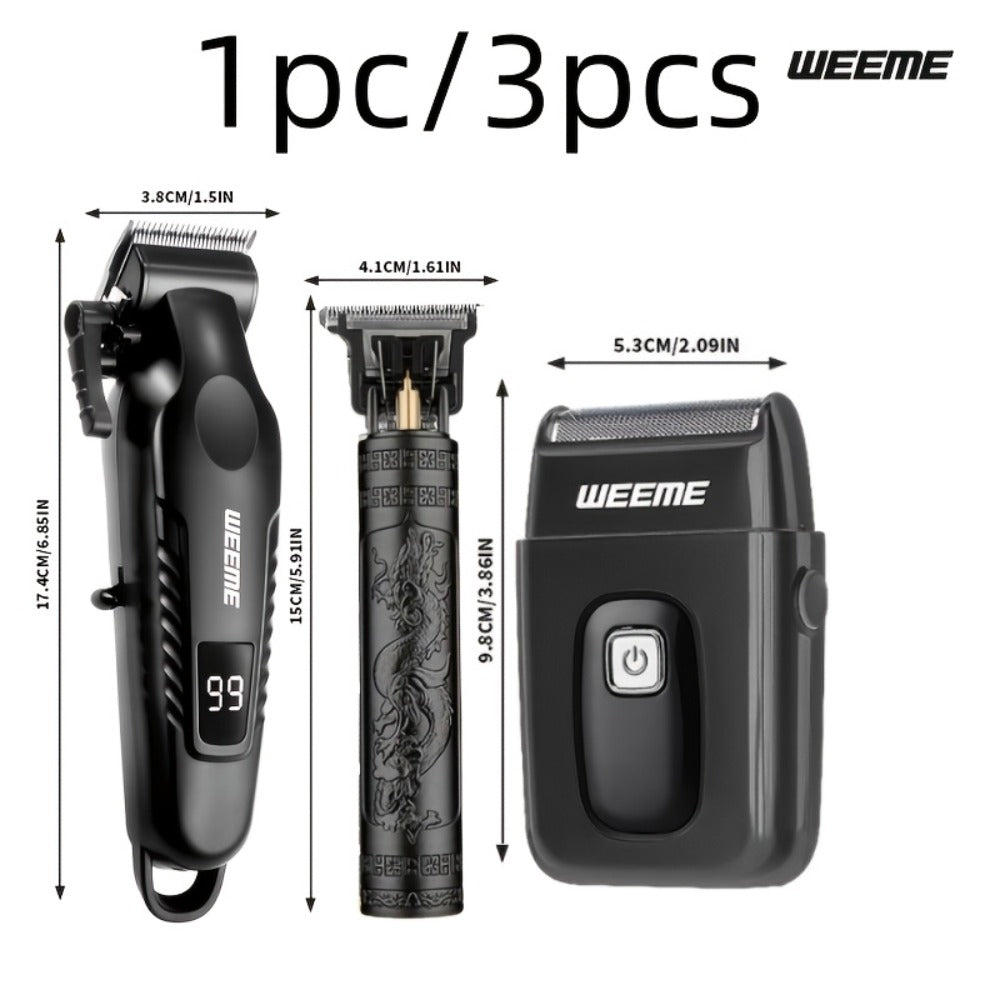 3-in-1 Hair Clipper Grooming Kit for Men – WEEME USB Rechargeable Cordless Beard Trimmer & Body Shaver Set, Home Barber Hair 