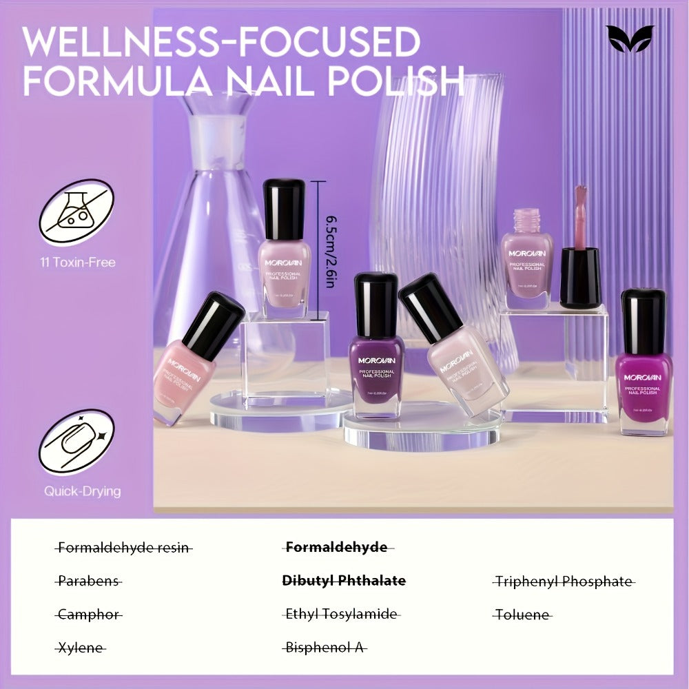 Six-Piece Air-Dry Nail Polish Set in Cherry Blossom Pink or Light Purple and Nude Pink Collections — image 5