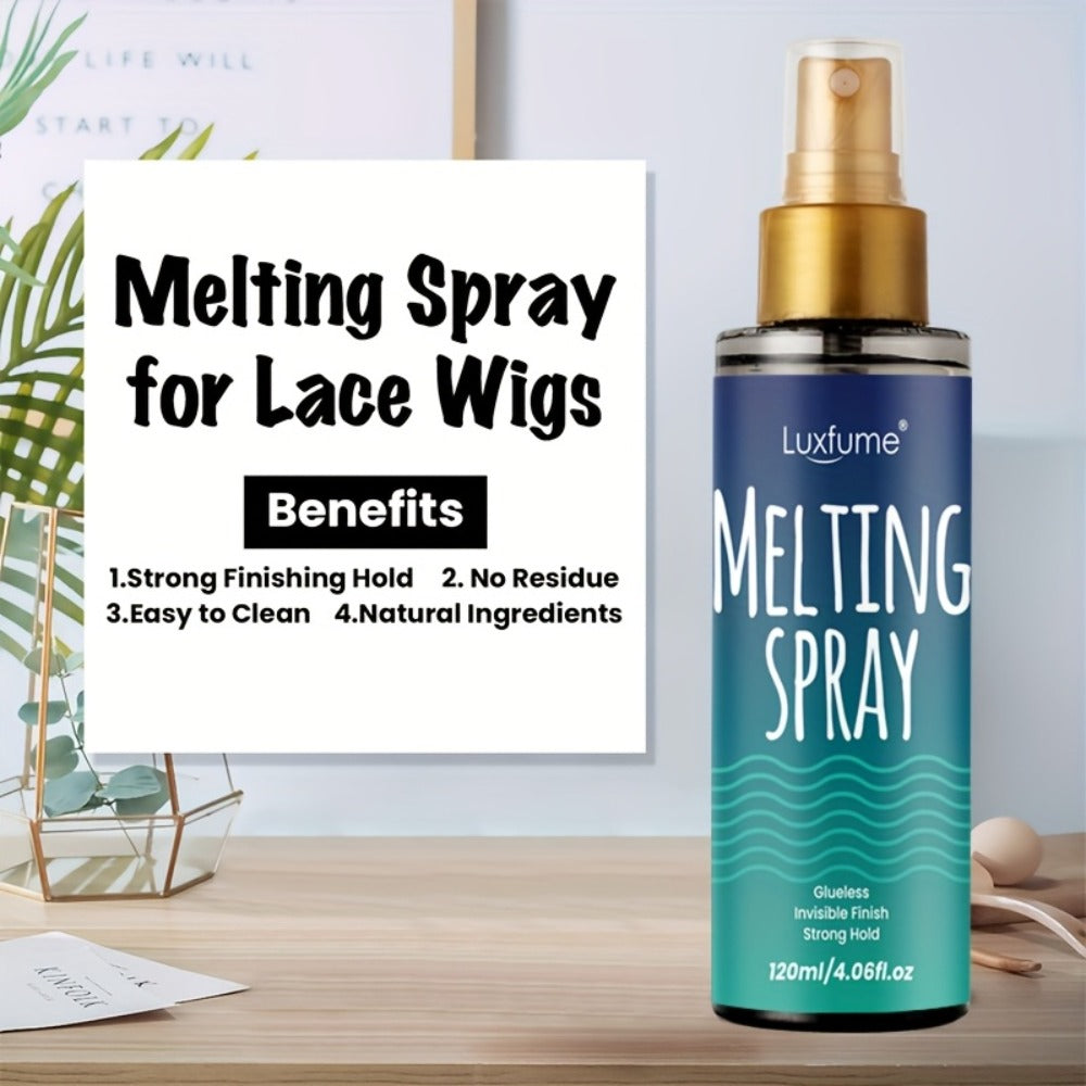 Lace Wig Melt Spray Strong Hold No Residue Quick Dry 4.06 Fl Oz Invisible Glueless Adhesive for Lace Front Closure Wigs Porta