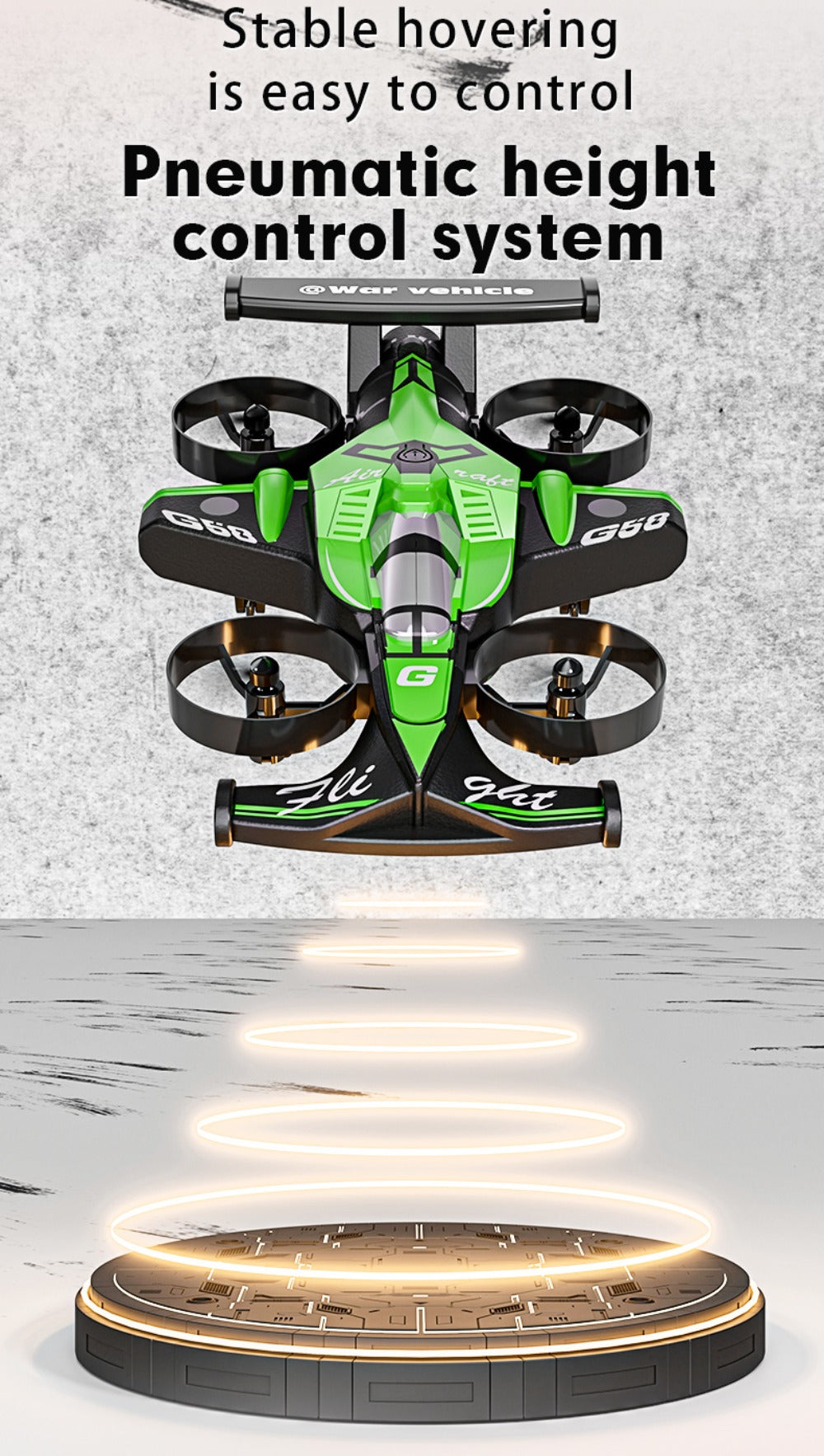 2-in-1 Mini RC Car and Drone Combo Dual Mode Switch One-Touch Takeoff Stable with the Listed Color, Size or Set Options for E