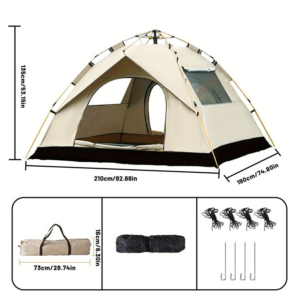 Camping Tent 4-Person Automatic Quick-Open with Two Doors and Earth-Yellow Model Options for Outdoor Camp Setup — image 5
