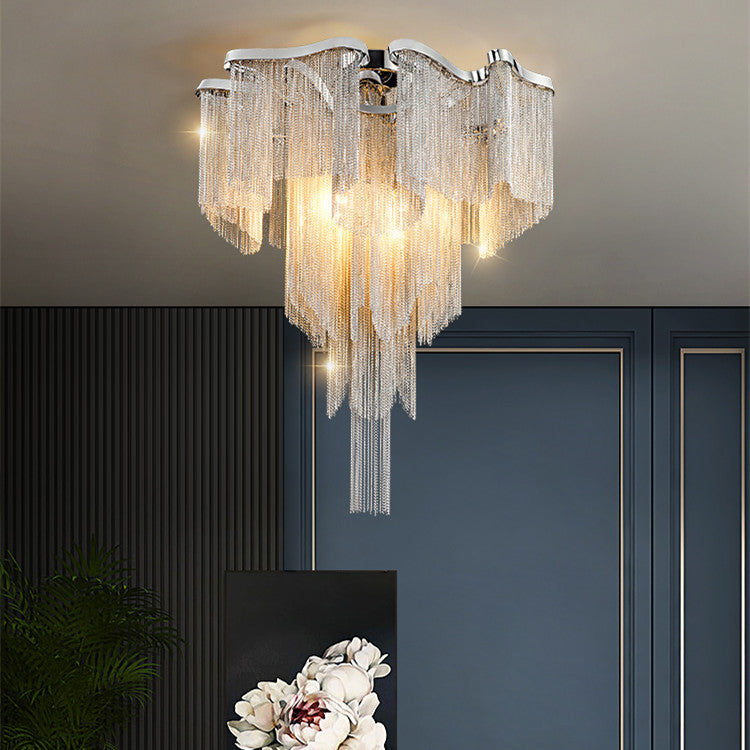 Nordic Light Luxury Tassel Aluminum Chain Living Room Ceiling