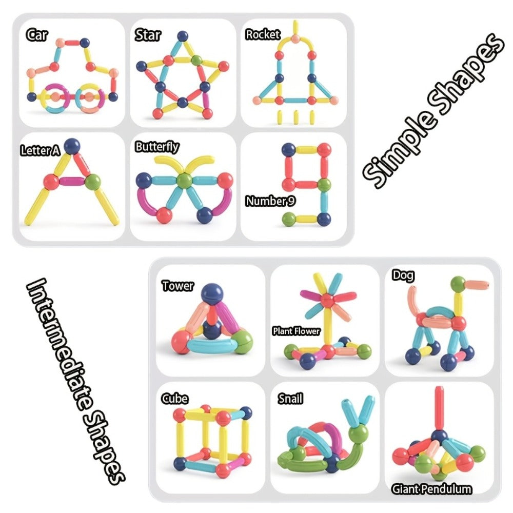 62-Piece Magnetic Stick and Ball Building Set with Multicolor Curved Rods and Round Connectors — image 5