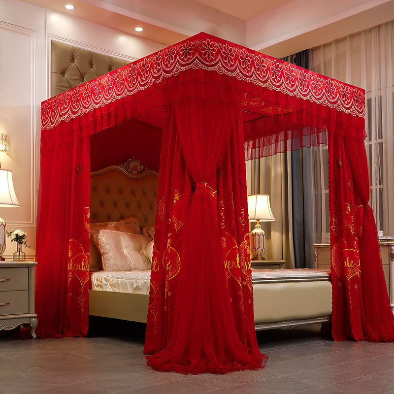 Double-layer Double-rod Three-door Bed Curtain Floor-to-ceiling Mosquito Net
