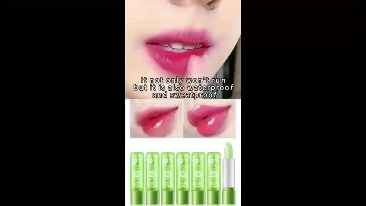 pH Color Changing Lipstick Aloe Squalane, Magic Green to Pink Formula, Glossy Lip Color, Personalized Shade Reactive Tint — i