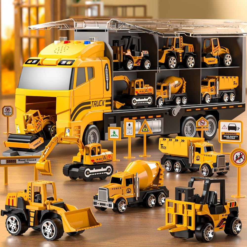 13-in-1 Construction Truck Vehicle Toy Set with Die-Cast Metal Cars & Play Mat with the Listed Color, Size or Set Options for