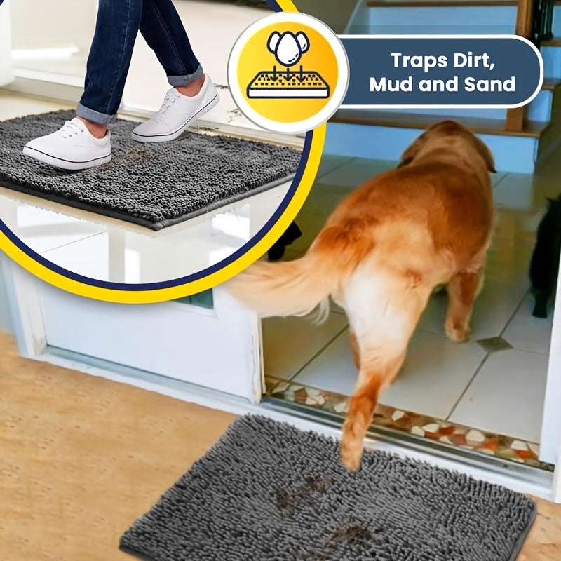 Chenille Dog Door Mat Super Muddy Paws Pet Rug Gingham Entryway Mat Indoor Outdoor Multiple Sizes & Colors — image 4