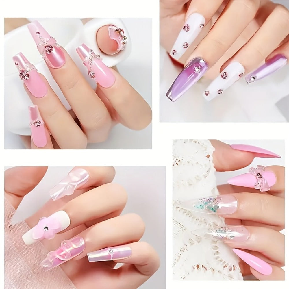 Clear Poly Nail Extension Gel 2-Piece Set, 100g Jars with Application Brush for 3D Sculpting and Rhinestone Nail Art — image 