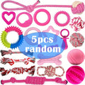 Dog Toy Pink Puppy Chew Bundle with Textured Toothbrush Shapes and Balls in Random 5 or 8 Pieces — image 2
