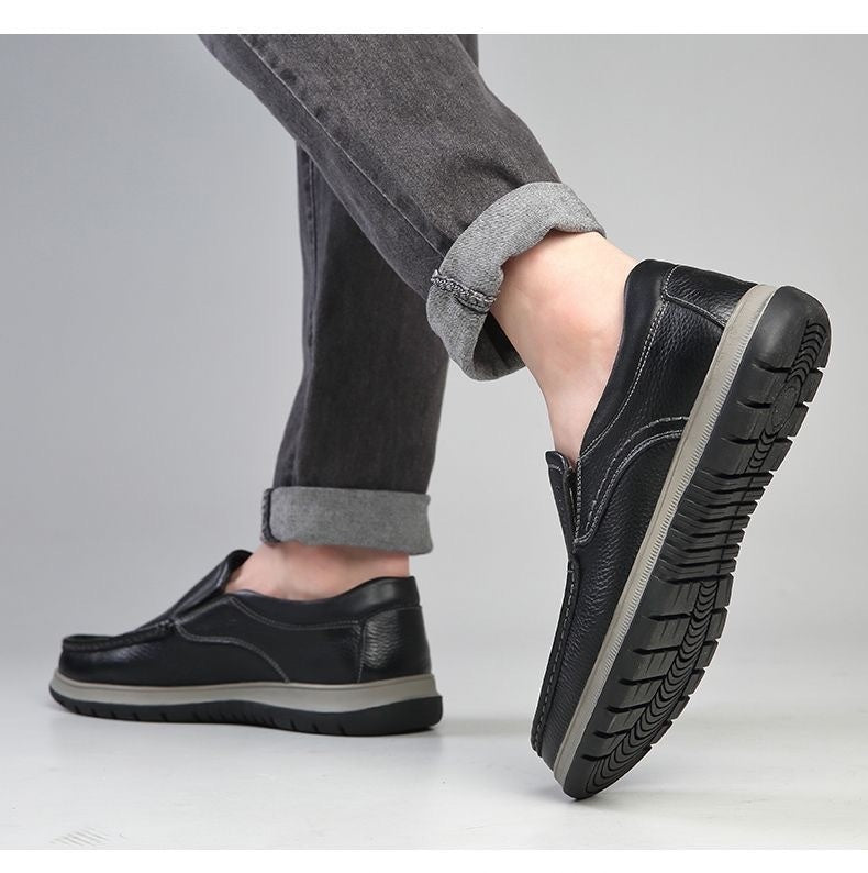 Men's Waterproof Leather Casual Shoes - Lightweight All-Weather Trainers