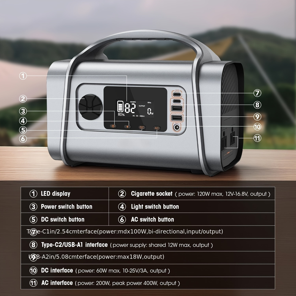 Portable Power Station 296Wh 200W with 400W Peak, 60W USB-C PD, MPPT Input and Four Light Modes — image 6