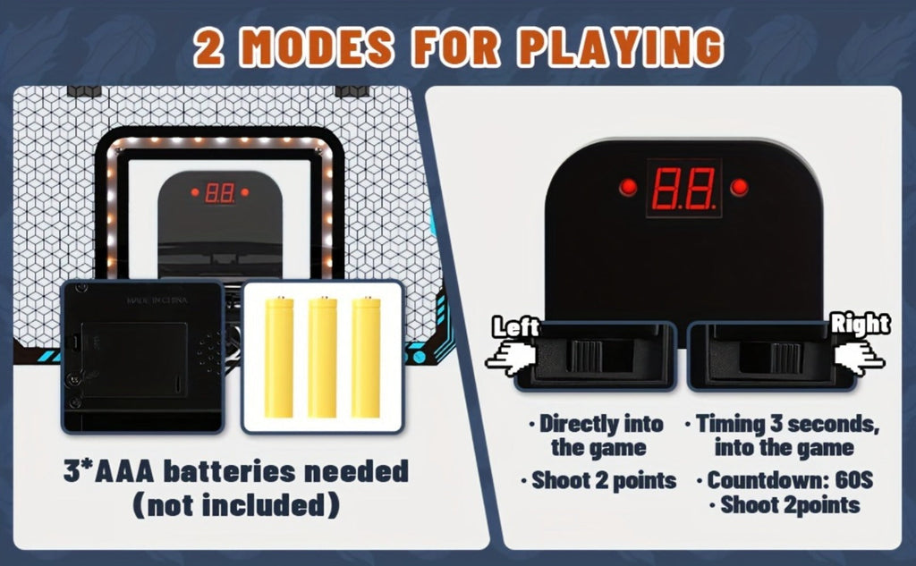 Over Door Basketball Hoop with LED Lights & Electronic Scoreboard, Mini Hoop Set with 4 Balls for Kids Teens Adults — image 1