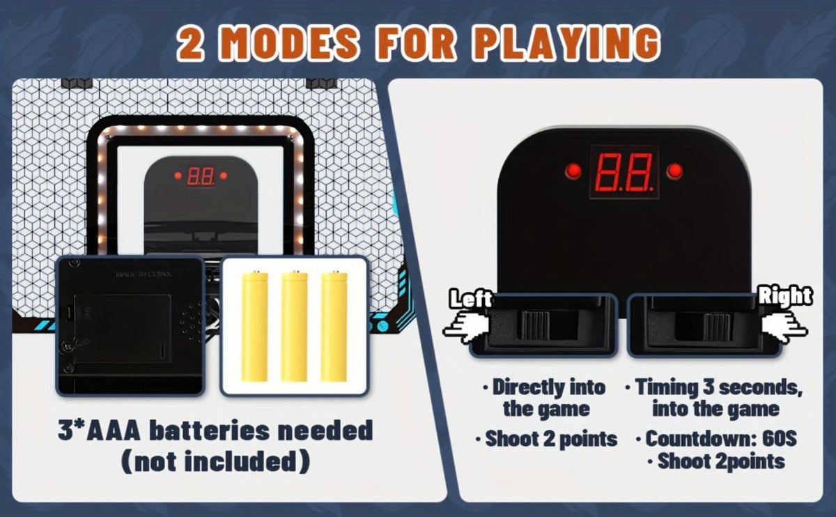 Over Door Basketball Hoop with LED Lights & Electronic Scoreboard, Mini Hoop Set with 4 Balls for Kids Teens Adults — image 1