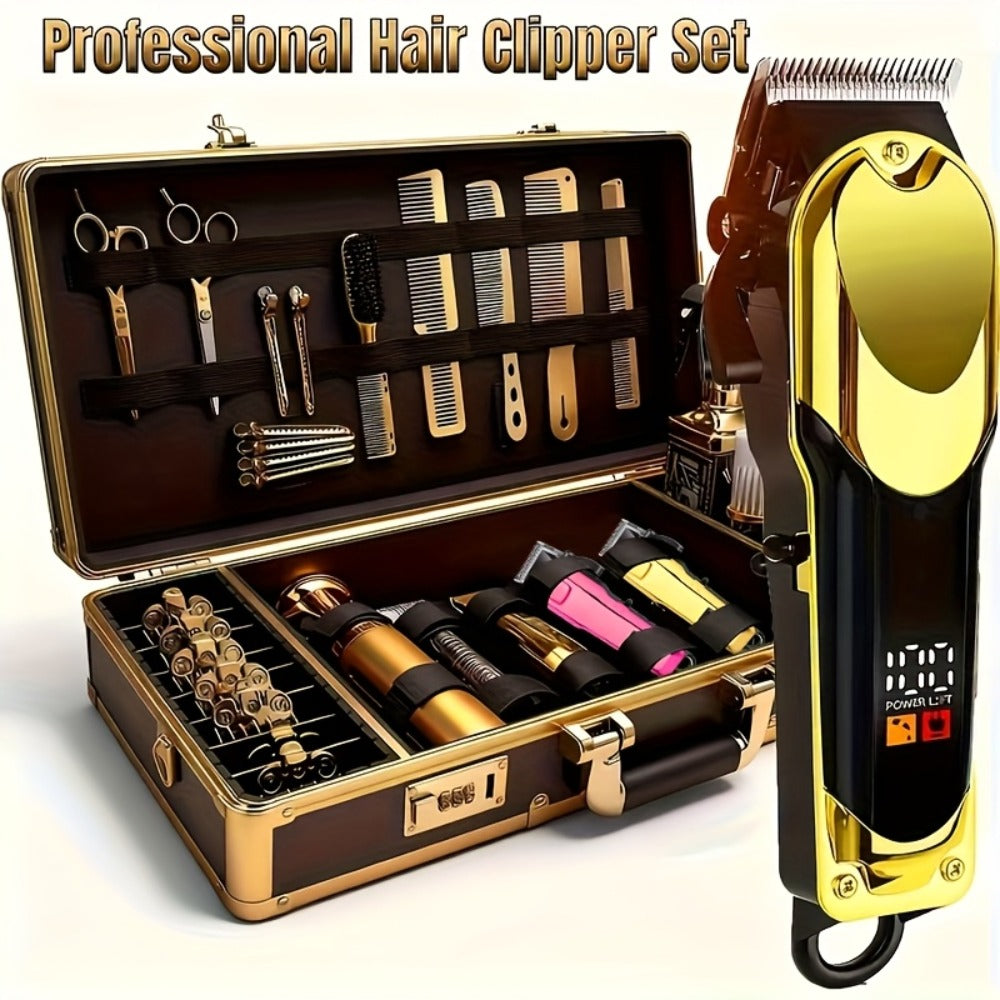 Hair Clipper Cordless USB-Rechargeable Set with Adjustable Blade, Four Guide Combs and Three Style Options — image 1