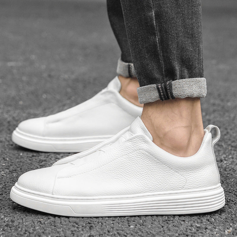 Men's Cowhide Leather Sports Board Shoes - Low-Top Skate Trainers