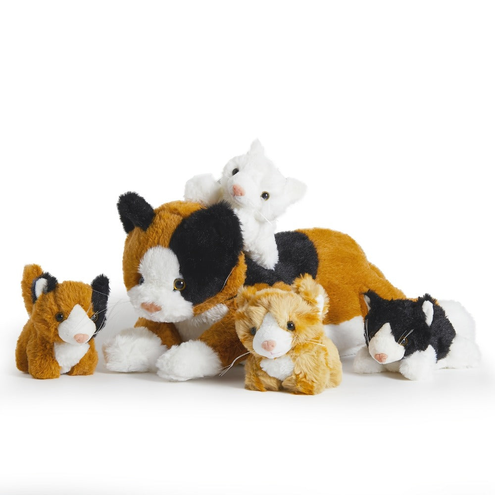 Stuffed Animal Mommy Cat Set with Four Baby Kittens, Five-Piece Family Design and Soft Fabric — image 1