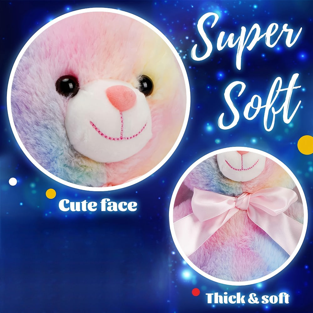 Musical Glowing Bunny Plush Toy 10 Inch, Rainbow Lop Ear Rabbit Stuffed Animal with LED Night Light & Lullaby Music for Toddl