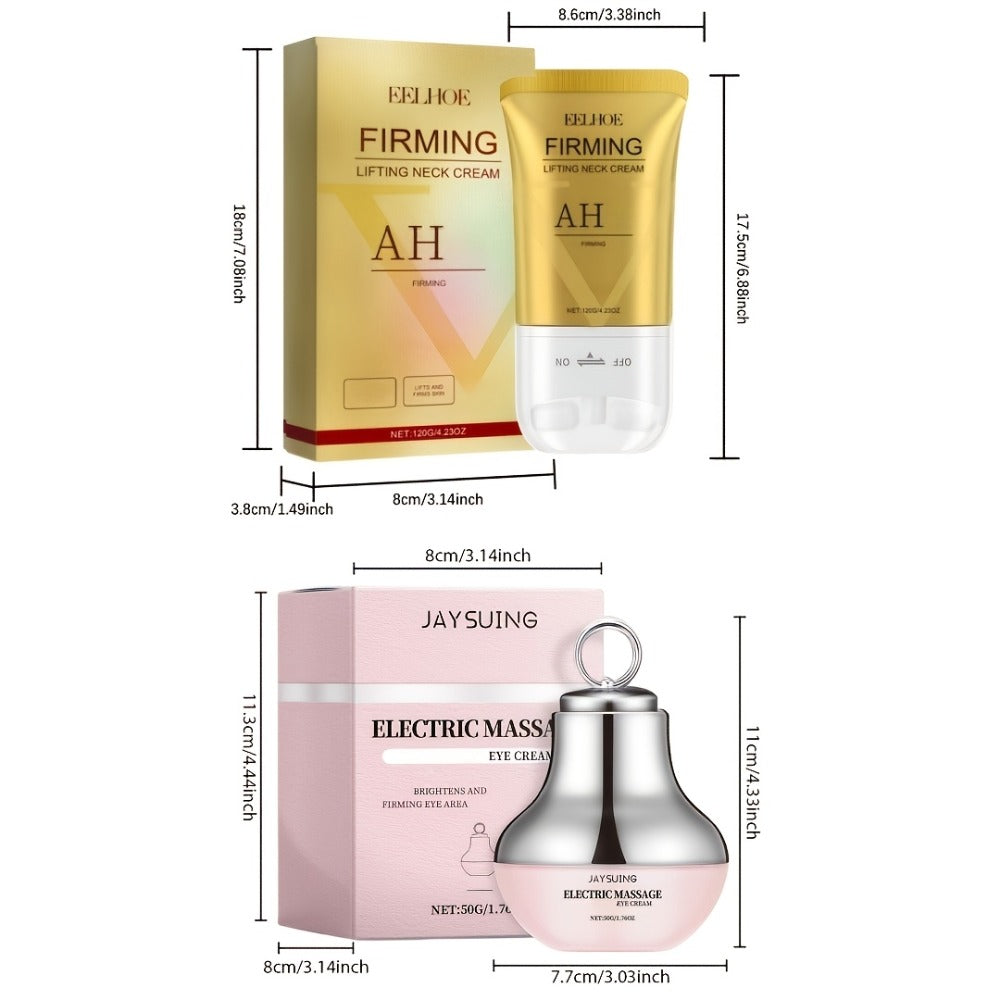 Eye Cream Neck Roller Cream Kit 2 Piece - Coffee Seed Extract Hyaluronic Acid Instant for Bath Time, Home Spa and Personal Ca